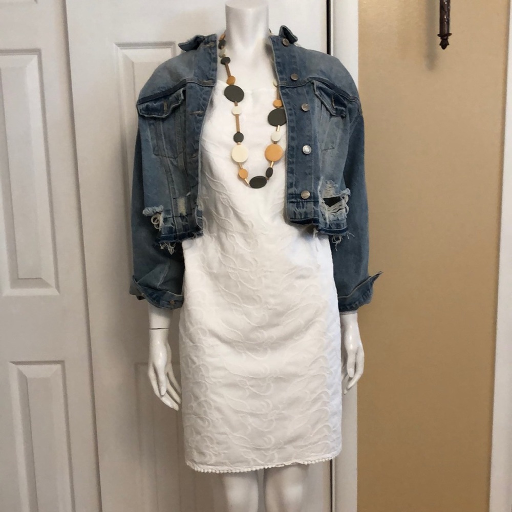 NWT Old Navy White Embroidered Dress Sz L